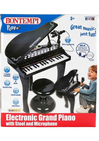 Bontempi Işıklı Mikrofonlu Tabureli Piyano Seti - S00033546