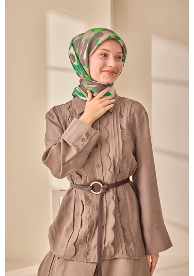 Silk Home Aura Eşarp 140003-10 Yeşil, Vizon, Gri, Koyu Vizon