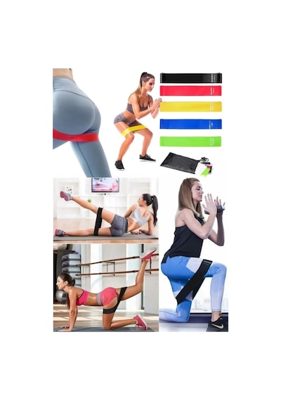 5 Li Set Aerobik Bandı Fitness Egzersiz Plates Direnç Lastiği Kas Germe Ve Jimnastik Seti Çok Renkli