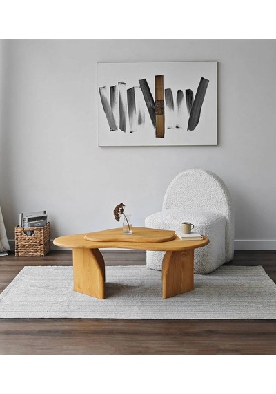 Meltedi Masif Ağaç Tasarım Orta Sehpa 96 X 65cm Teak
