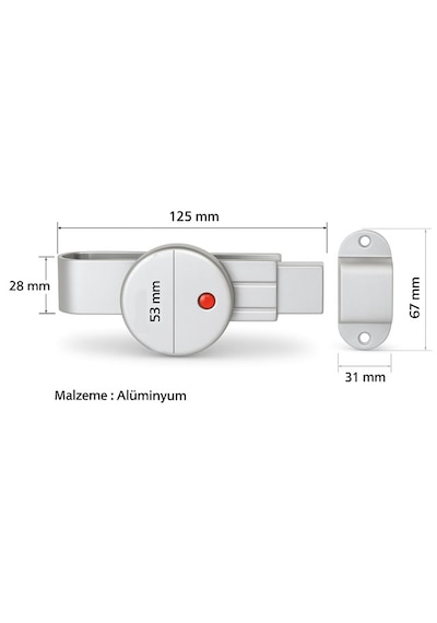 Ayrıntıshop Wc Alüminyum Sürgülü Kabin Kapı Kilidi 12 Mm