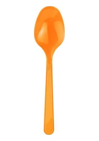 Plastik Şeffaf Turuncu Sup Kaşık - Tatlı Dondurma Kaşığı - 12.5 Cm. - 50 Adetlik Paket Turuncu