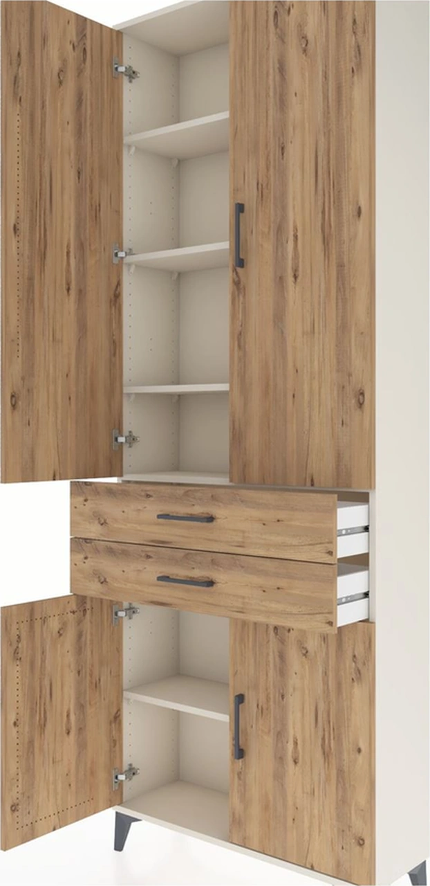 Arges Dolap 5 Raflı 2 Çekmeceli 4 Kapaklı 88x30x243 Aytaşı-çam Aytaşı