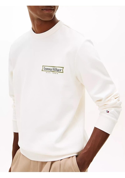 Tommy Hilfiger Mw0mw41433 Diner Motif Intechno Erkek Sweatshirt Krem