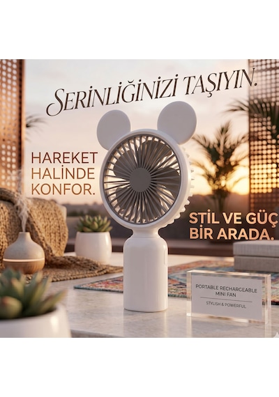 Taşınabilir El Fanı, Şarjlı Mini Vantilatör, 2 Kademeli Şarjlı Mini El Fanı, Çift Hız Ayarlı Portatif Vantilatör, Mini El Tipi Fan