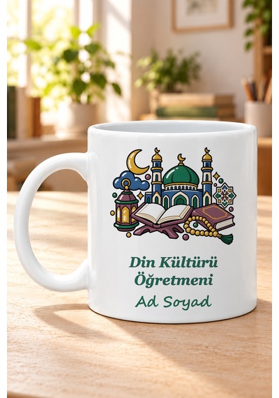 Din Kültürü Öğretmeni İsimli Baskılı Beyaz Kupa