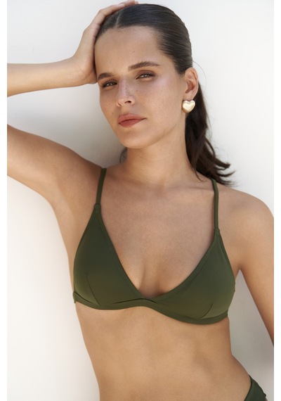 Mai Collection Mai Studios Co. Bintang Ayarlanabilir Üçgen Haki Bikini Üstü Haki