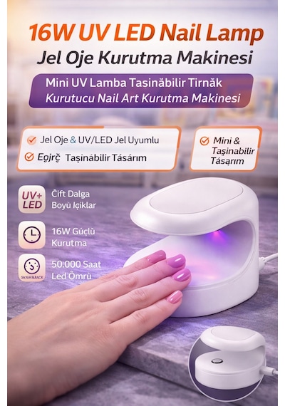 Mini Uv Led Nail Lamp Jel Oje Kurutucu Taşınabilir Tırnak Kurutma Cihazı 16w Model Mini Serisi Diğer