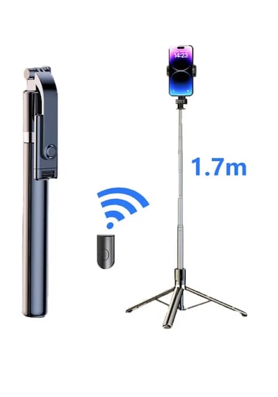 Selfie Çubuğu Bluetooth Kumandalı Kablosuz 170cm Çok Fonksiyonlu Işıklı Tripod R1s-l 170 Cm