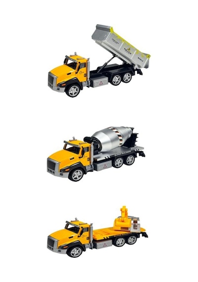 Oyuncak İnşaat Kamyonları Kazıcı Mikser Kasalı Taşıyıcı 3 Lü Metal Set