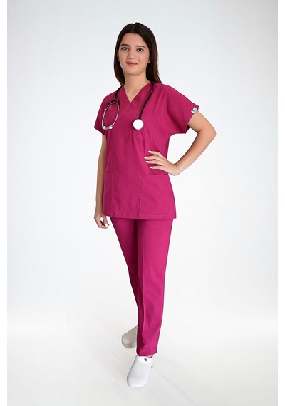 Unisex Pembe Likralı Cerrahi Alt Üst Forma Takım Pembe Pembe