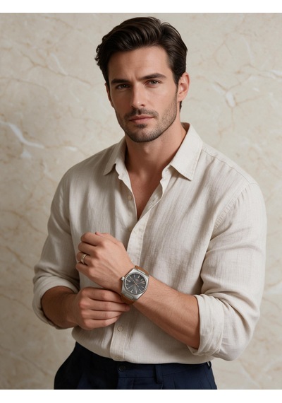 Lee Cooper Taba Deri Kayış Füme Kadran 40 Mm Yuvarlak Erkek Kol Saati, Bileklik Hediyeli Gümüş