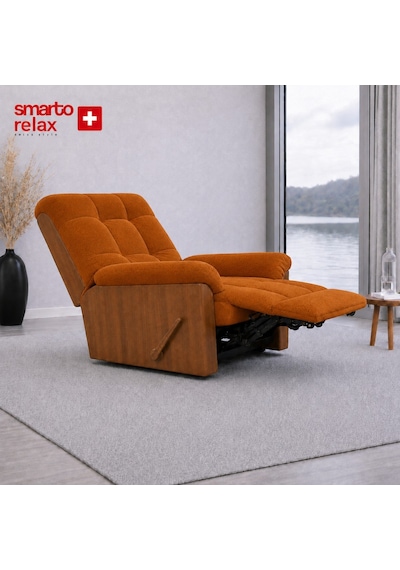Smarto Relax Ticino Manuel Mekanizmalı Ayak Uzatmalı Ahşap Yan Panelli Polyester Tv Koltuğu Baba Koltuğu Turuncu