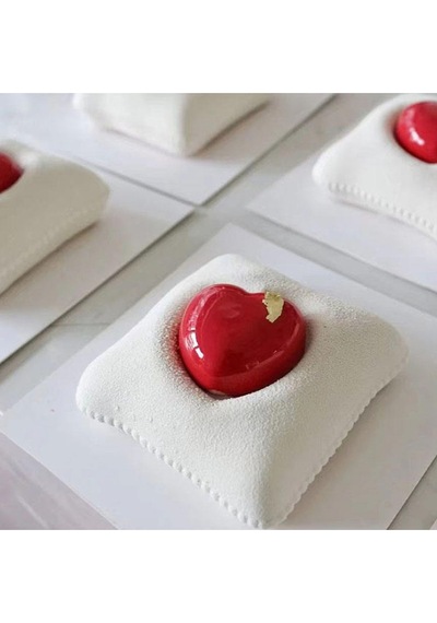 Silikon 3d Kalp Kalıbı Kek Çikolata Muffin Sabun Mum Epoksi Reçine Kalıbı Beyaz