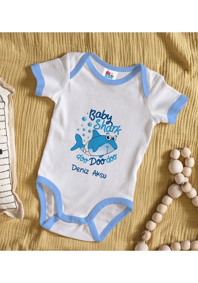 Bk Gift Bk Kids Kişiye Özel Mavi Bebek Body Zıbın - Model 15 0-3 Ay
