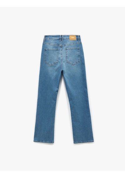Koton Yüksek Bel Dar Kalıp Düğmeli Cepli İspanyol Paça Crop Jean Pantolon - Flare Jeans Orta İndigo 6wal40038md Indigo Koton Yüksek Bel Dar Kalıp Düğmeli Cepli İspanyol Paça Crop Jean Pantolon - Flare Jeans Orta İndigo 6wal40038md Indigo