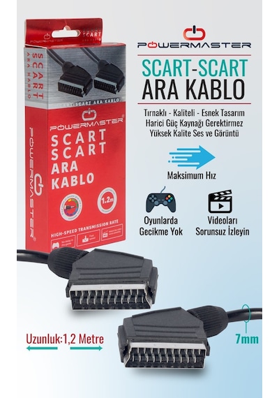 Scart Scart Kablo Standart 1.2 Metre 7 Mm