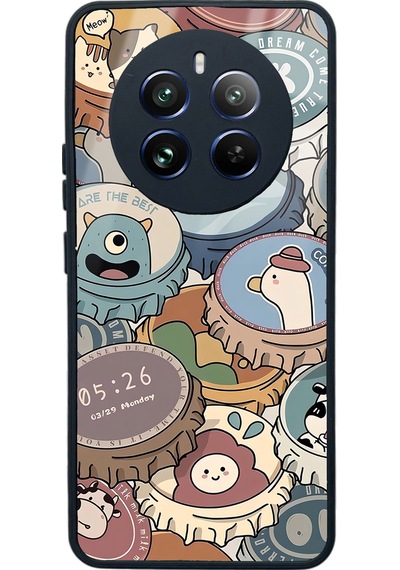 Oppo Realme 12 Pro Crown Cap Tasarımlı Glossy Telefon Kılıfı Çok Renkli
