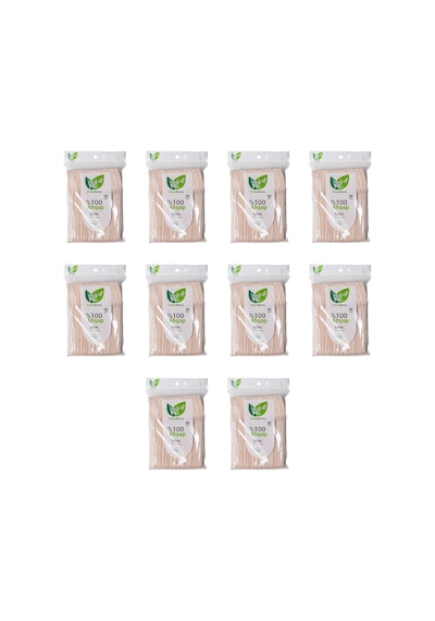 Roll-up Doğaya Dönüş Ekolojik Doğal Doğa Dostu %100 Ahşap Çatal - 16 Cm. - 50'li 10 Paket Kahverengi