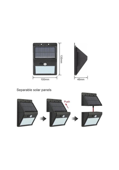 Hareket Sensörlü Solar Lamba 120 Algılama Açısı, 34 Metre Mesafe, Suya Dayanıklı Led Çok Renkli