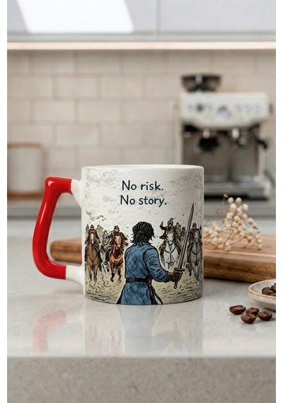 No Risk No Story Yazılı Kupa Bardak - Motivasyon Tasarım Baskılı Seramik Hediye Kupa Bardak Çok Renkli