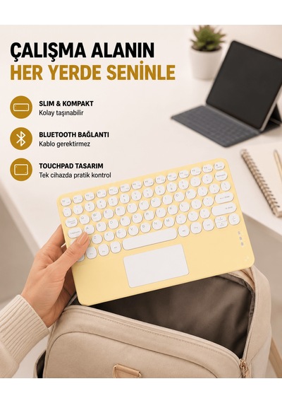 Kablosuz Bluetooth Klavye Slim Taşınabilir Tasarım