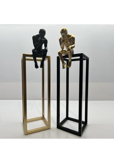 Düşünen Adam Biblo Mıknatıslı Metal Tabla Gold/siyah 38 Cm