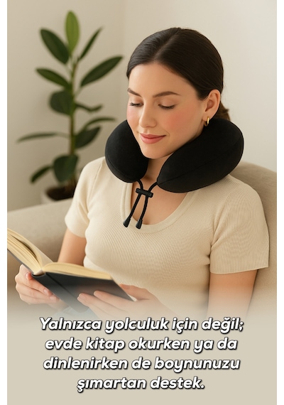 Viscofoam Comfy Ortopedik Seyahat Yastığı Visco Boyun Destekli Seyahat Yastığı - Siyah | Ergo Travel