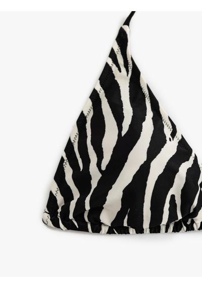 Koton Zebra Desenli Üçgen İpli Bikini Üstü Siyah Çizgili 4sak10150mm