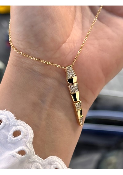 Sarı Çelik Kadın Küpe Ve Kolye Set Frjw10009a-b 2 Yıl Garantili Hediye Paketli