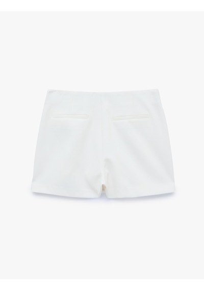 Koton Slim Fit Cepli Kruvaze Süper Mini Şort Etek Beyaz 7wak70022pw
