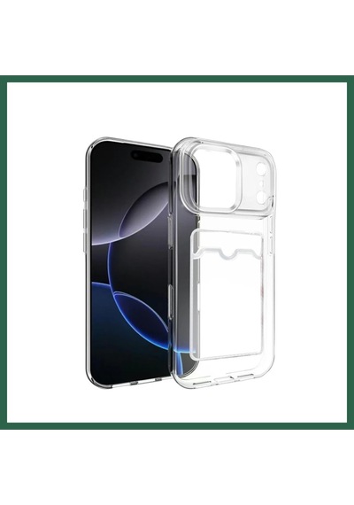 Bezos İphone 17 Pro Max Uyumlu Kart Şeffaf Silikon - Şeffaf Bzs01