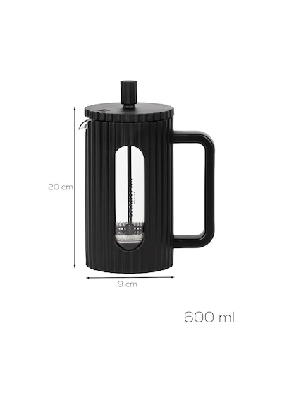 Smartpan Bv093 French Press Paslanmaz Çelik Süzgeçli Cam Bitki Çayı Demliği Kahve Presi - 600 Ml Siyah Diğer