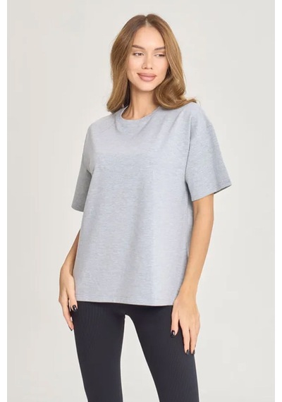 Uyguntarz Unisex Pamuklu Oversize Basic Tshirt Gri