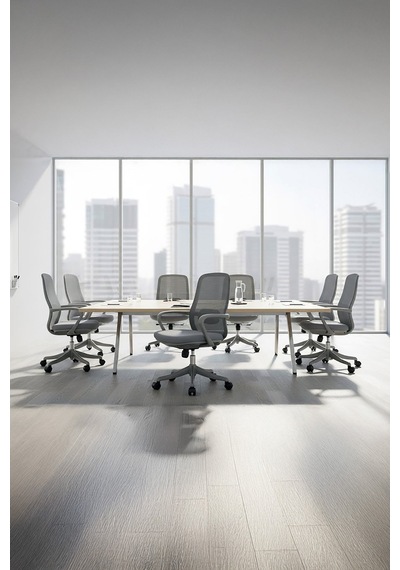 Ofisbazaar Lavander Fileli Çalışma Koltuğu Ergonomik Şef Ve Toplantı Koltuğu Gri Gri