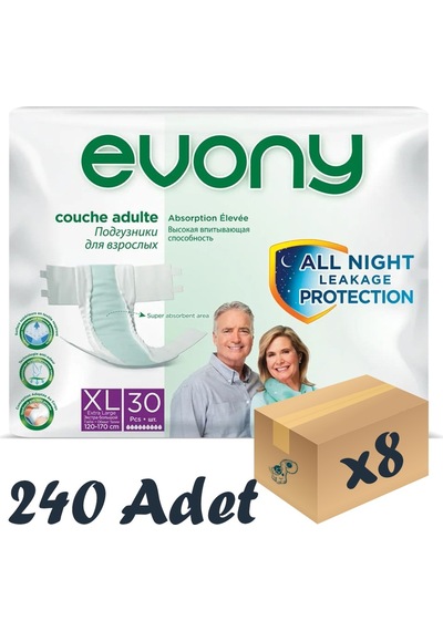 Evony 6 Damla Bel Bantlı Yetişkin Hasta Bezi XL 8 x 30'Lu