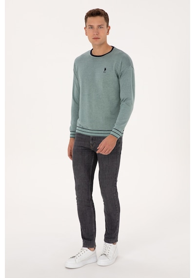 U.S. Polo Assn. Erkek Comfort Fit Yaka Detaylı Mint Kazak 50315022-VR090