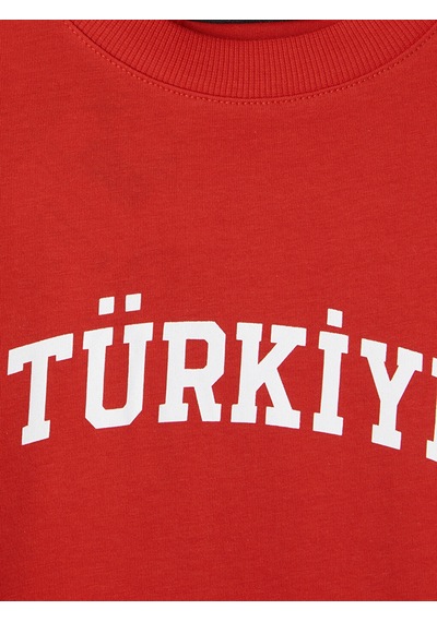 Lcw Comfort Kırmızı Türkiye Baskılı %100 Pamuklu Kadın Tişört