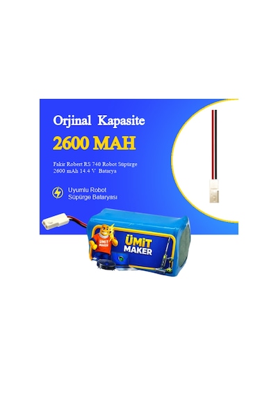 Fakir Robert Rs 740 Robot Süpürge 2600 Mah 14.4 V Yanmaz Batarya  Uyumlu Uzun Ömürlü, Yüksek Performans Pil