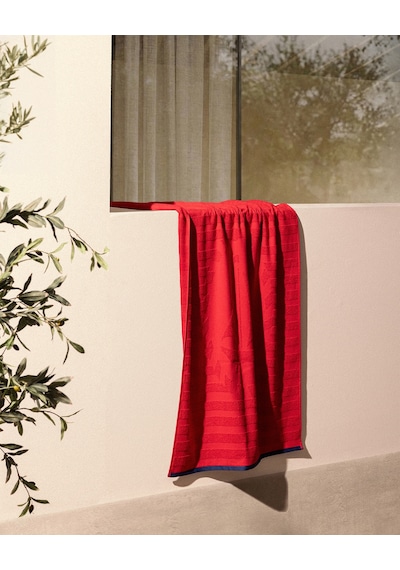 Madame Coco Mathis %100 Pamuk Plaj Havlusu - Kırmızı - 70x150 Cm 8684427310878 Çok Renkli