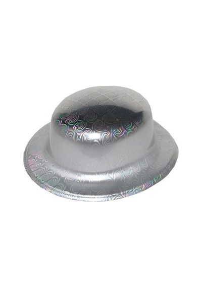 Gümüş - 345 - Renk Hologramlı Plastik Yuvarlak Melon - Aconcept - 27x24 Cm