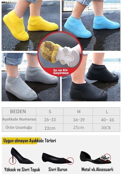 Trendpoint Silikon Yağmur Koruyucu Ayakkabı Kılıfı Kaymaz Su Kir
