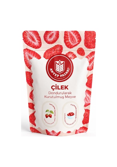 Çilek Kuru Meyve Cipsi - Dondurularak Kurutulmuş Freeze Dried Çıtır Çilek - 15 Gr