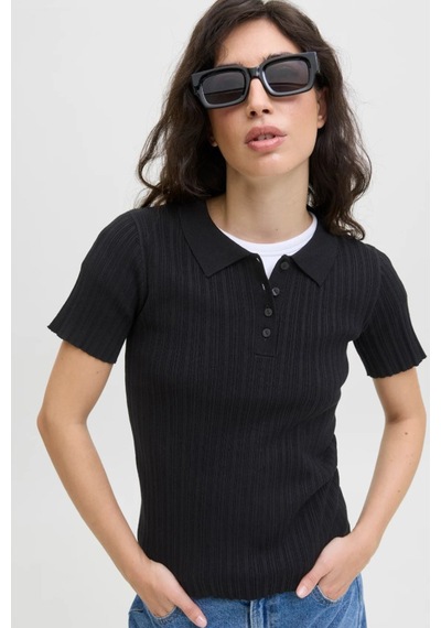 Jack & Jones Jjxx Kadın Polo Triko Tişört SIYAH