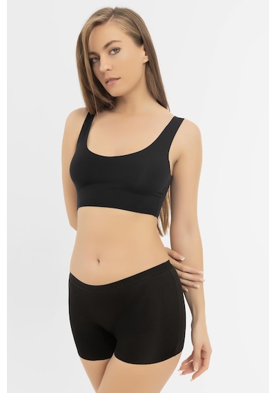 Basic Lazer Kesim Dikişsiz Kadın Boxer Külot 3'lü Paket Siyah Siyah