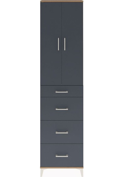 Arges Dolap Tek Raflı 4 Çekmeceli 2 Kapaklı 60x30x243 Çam-ant... Çam