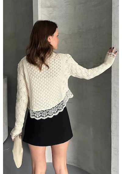 Belin Boutique Dantel Detaylı Hırka Standart