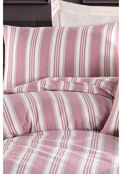 Eponj Home Sport Çizgili Nevresim Takımı Tek Kişilik Soft Line Bordo Bordo