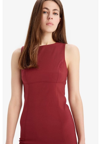 DeFacto Bodycon Vücudu Saran Bisiklet Yaka Bengalin Kolsuz Mini Elbise E3975AX25SPBR248