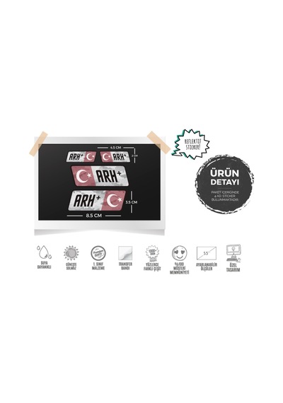 Bay Etiket Bt13 Reflektif A Rh Pozitif (+) Kan Grubu Sticker Seti